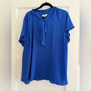 Pleione Royal Blue Tie-Front Blouse